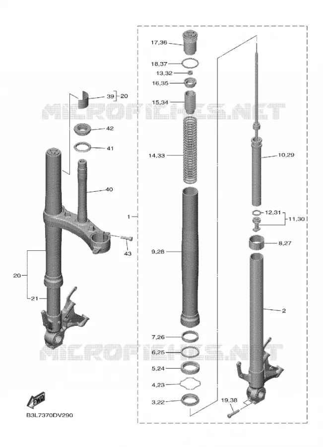 FRONT FORK Yamaha MOTO 1000 2020 R1  YZF1000