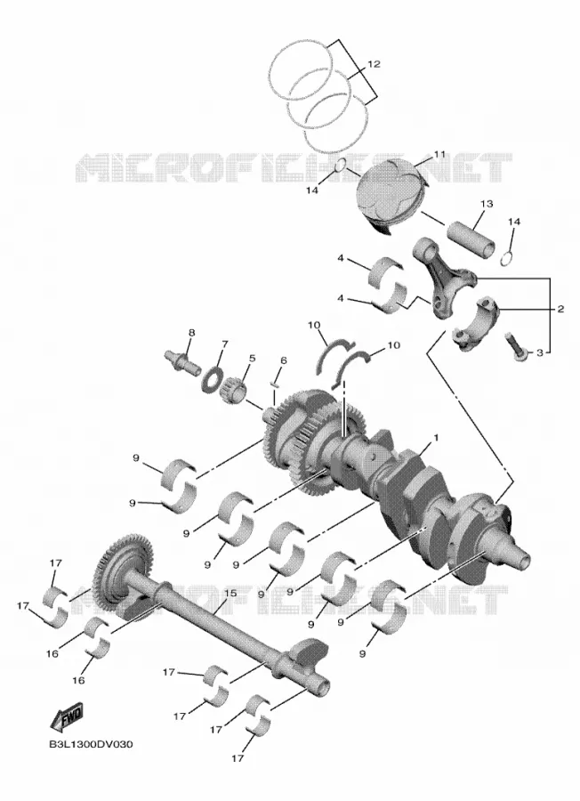 CRANKSHAFT / PISTON Yamaha MOTO 1000 2020 R1M  YZF1000D