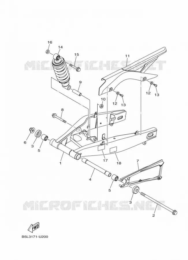 SWINGARM / SHOCK ABSORBER Yamaha MOTO 300 2020 R3  YZFR3AL / YZF320-A