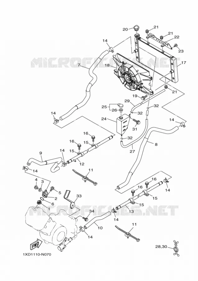 RADIATOR / HOSES Yamaha SIDE BY SIDE 700 2024 VIKING  YX70MPR / YXM700E