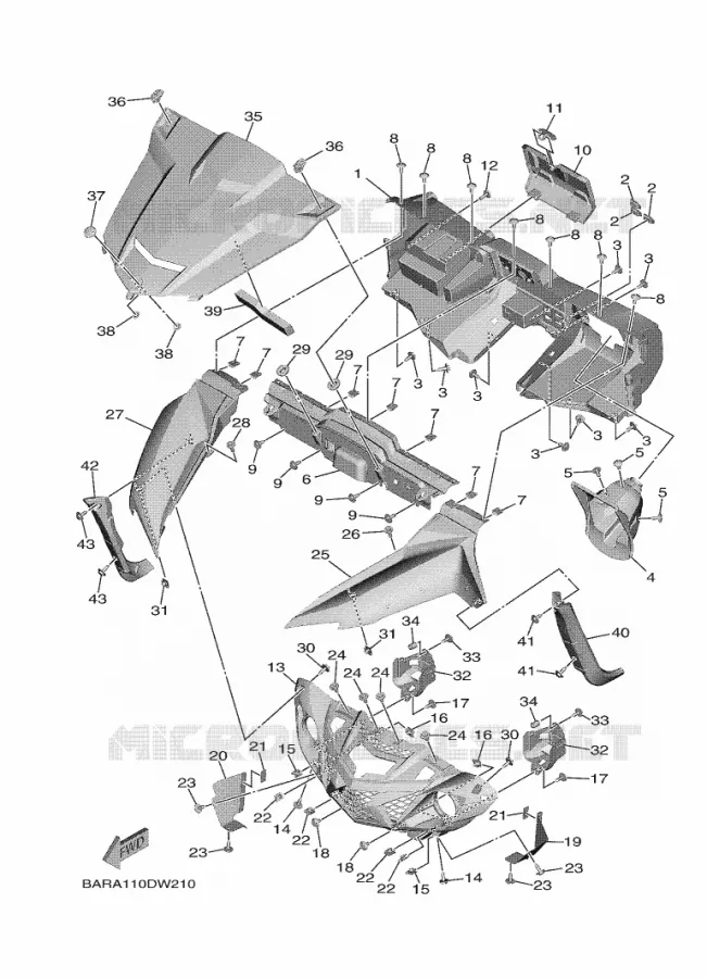 FRONT FENDER Yamaha SIDE BY SIDE 850 2023 WOLVERINE  YX85FPSP / YXF850ES