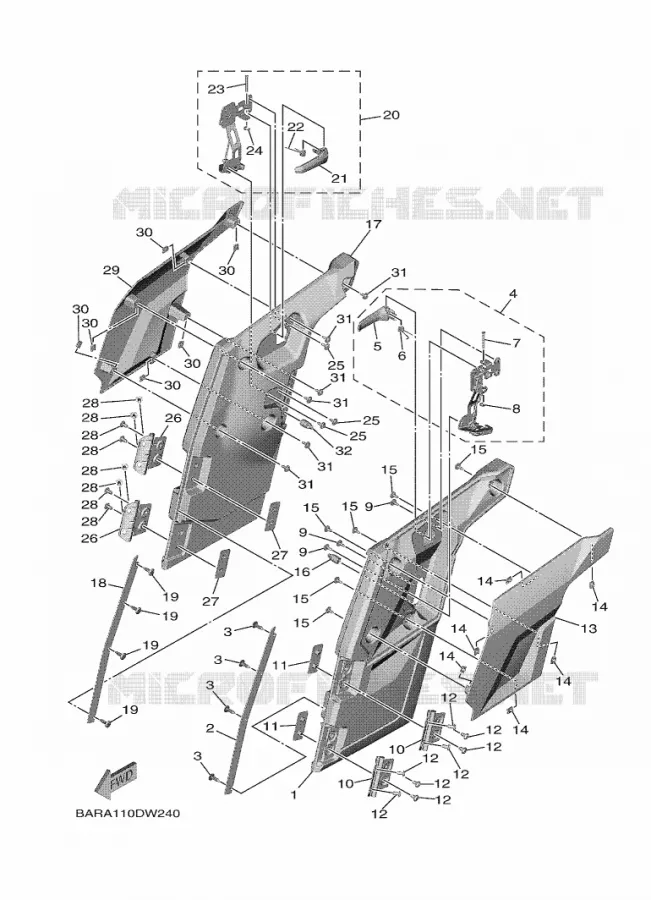 SIDE COVER 2 Yamaha SIDE BY SIDE 850 2023 WOLVERINE  YX85FPSP / YXF850ES