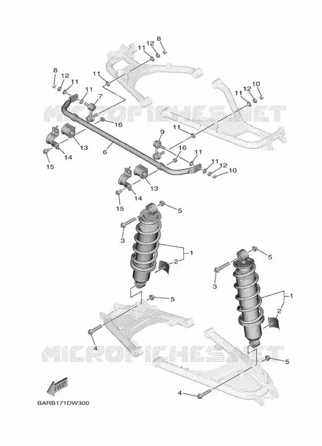 REAR SHOCK ABSORBER Yamaha SIDE BY SIDE 850 2023 WOLVERINE  YX85FPSP / YXF850ES