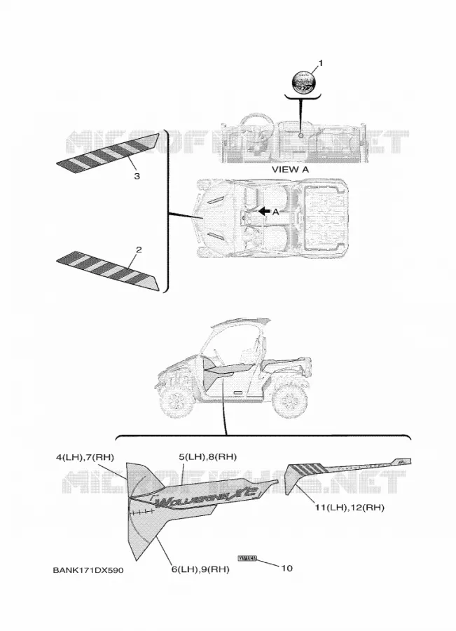 STICKER Yamaha SIDE BY SIDE 850 2022 WOLVERINE  YX85EPSN / YXE850ENS