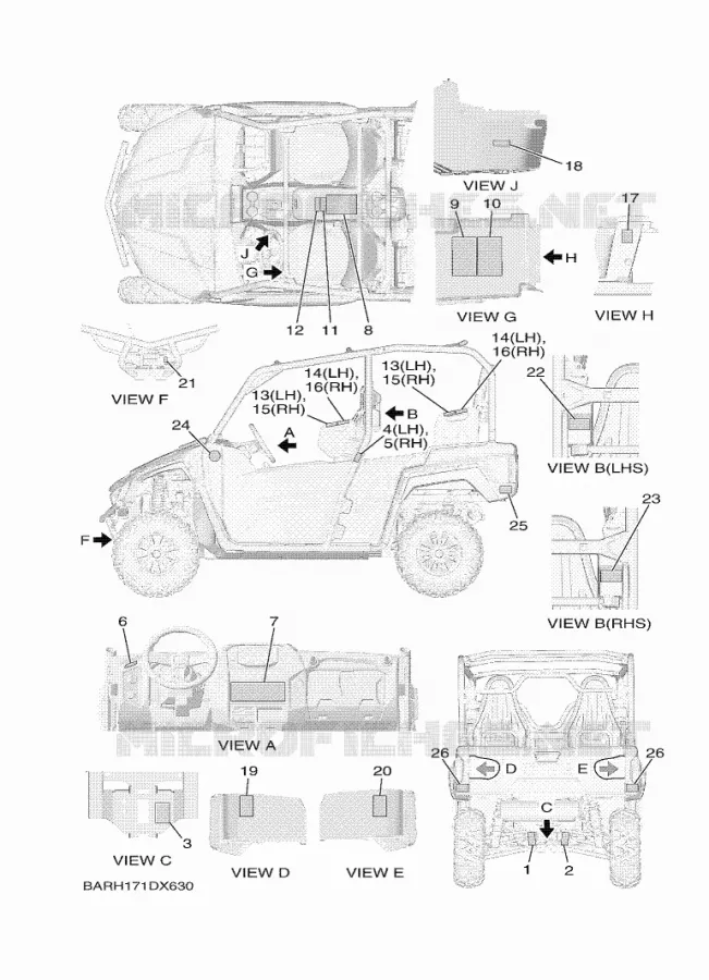 STICKER / LABEL 1 Yamaha SIDE BY SIDE 850 2022 WOLVERINE  YX85FPSN / YXF850ES