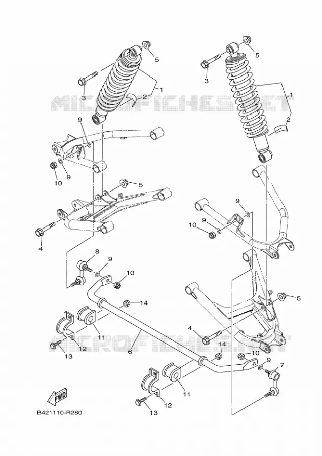 REAR SHOCK ABSORBER Yamaha SIDE BY SIDE 700 2022 VIKING  YX70MPSN / YXM700ES