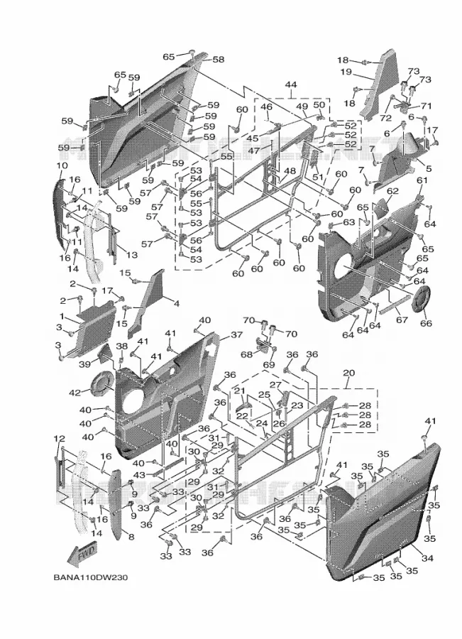 SIDE COVER Yamaha SIDE BY SIDE 850 2021 WOLVERINE  YX85EPSM / YXE850ENS