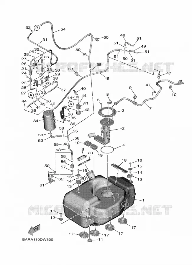 FUEL TANK Yamaha SIDE BY SIDE 850 2021 WOLVERINE  YX85EPSM / YXE850ENS
