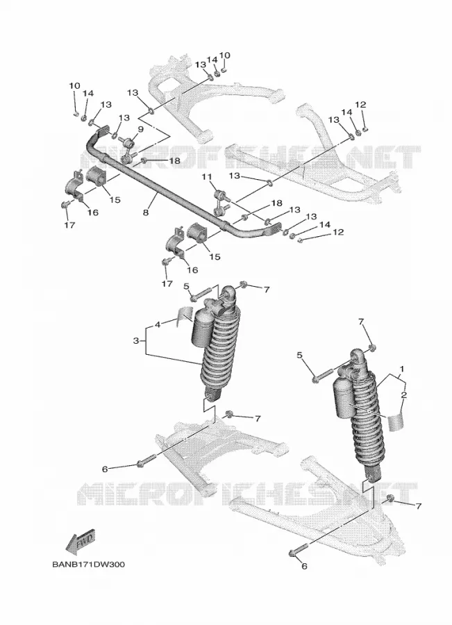 REAR SHOCK ABSORBER Yamaha SIDE BY SIDE 850 2021 WOLVERINE  YX85EPAM / YXE850EN