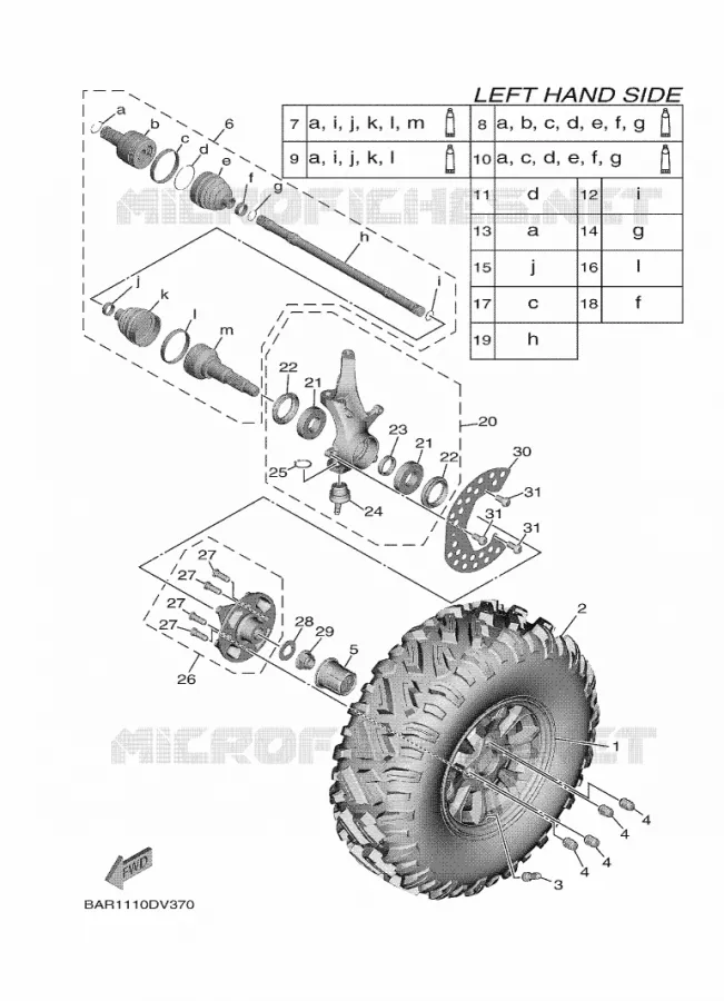FRONT WHEEL Yamaha SIDE BY SIDE 850 2021 WOLVERINE  YX85FPSM / YXF850ES