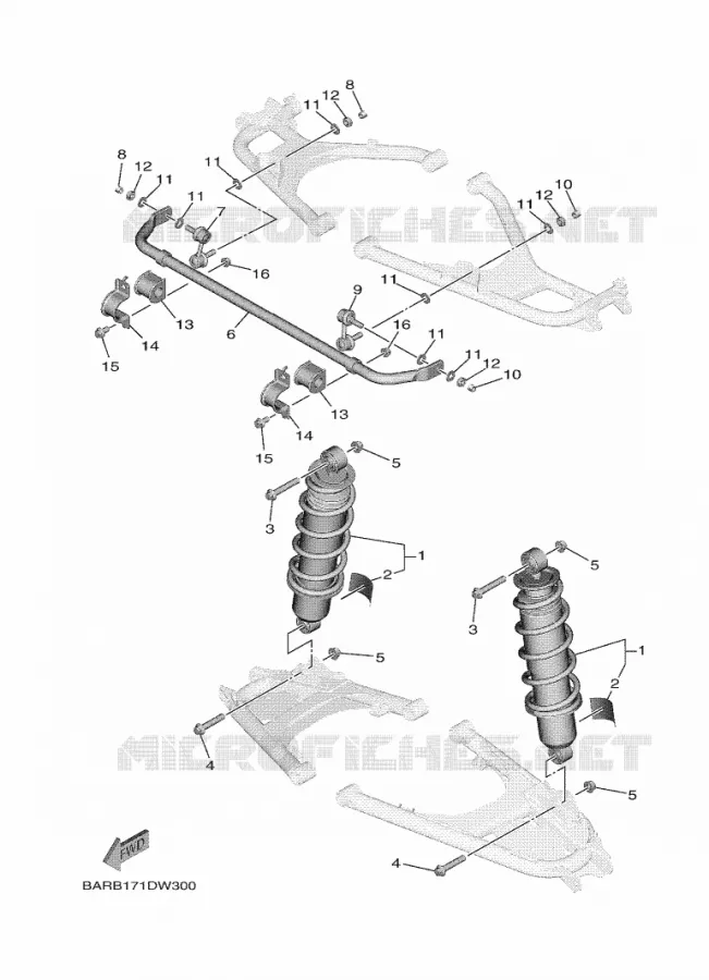REAR SHOCK ABSORBER Yamaha SIDE BY SIDE 850 2021 WOLVERINE  YX85FPAM / YXF850E