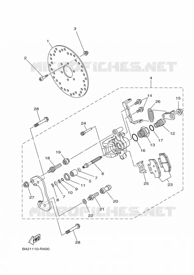 REAR BRAKE CALIPER 2 Yamaha SIDE BY SIDE 700 2021 VIKING  YX70MPAM / YXM700E