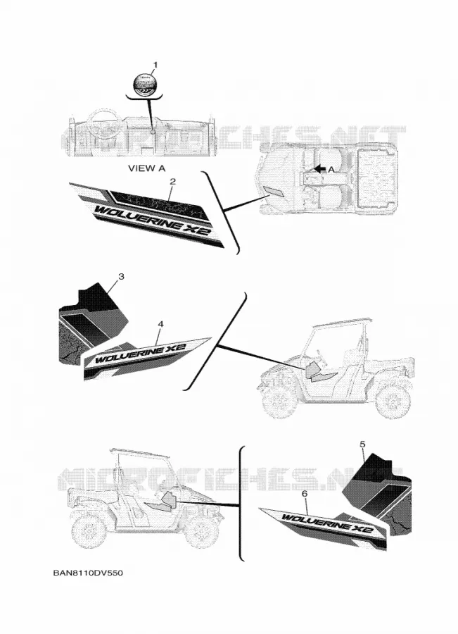 STICKER Yamaha SIDE BY SIDE 850 2020 WOLVERINE  YX85EPL / YXE850EBN