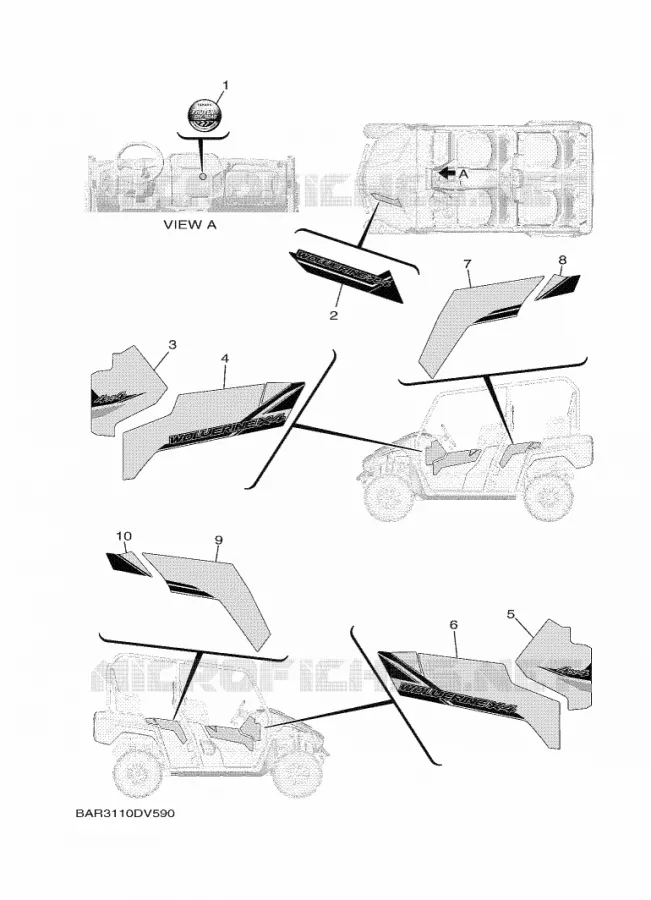 STICKER Yamaha SIDE BY SIDE 850 2020 WOLVERINE  YX85FPAL / YXF850E
