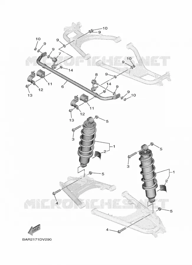 REAR SHOCK ABSORBER Yamaha SIDE BY SIDE 850 2020 WOLVERINE  YX85FPACL / YXF850E