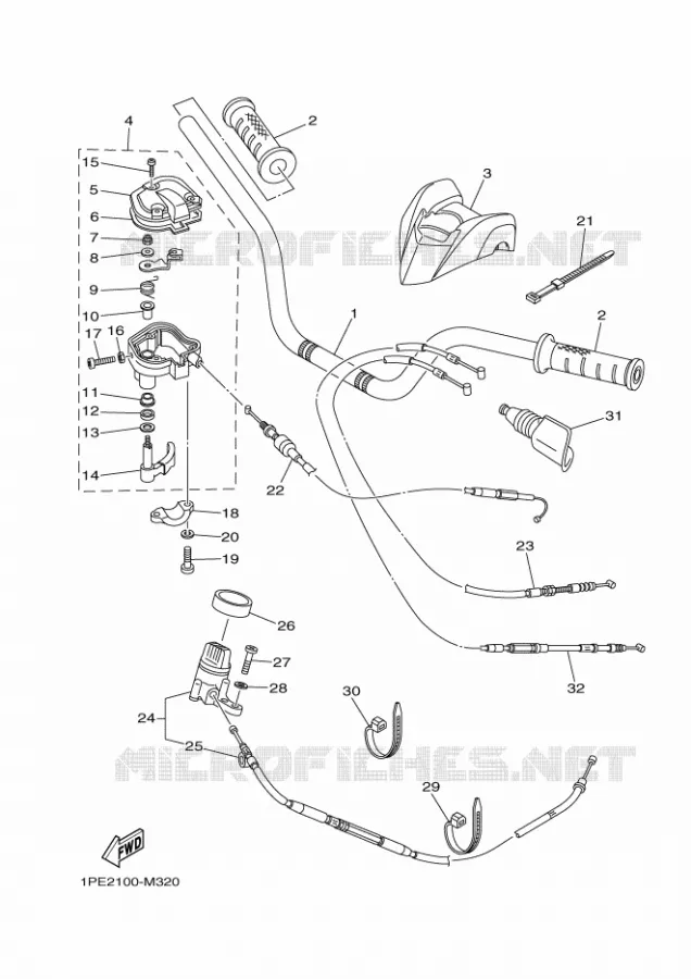 HANDLEBAR & CABLES Yamaha QUAD 700 2020 RAPTOR  YF70RSL / YFM700R