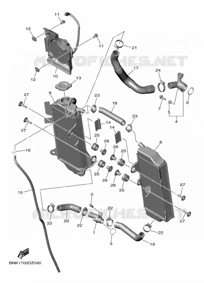 RADIATOR / HOSES Yamaha MOTO 450 2025 WRF  WR450F