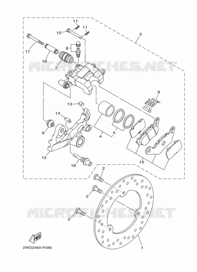 Rear brake caliper for Yamaha R3 2025 - Yamaha
