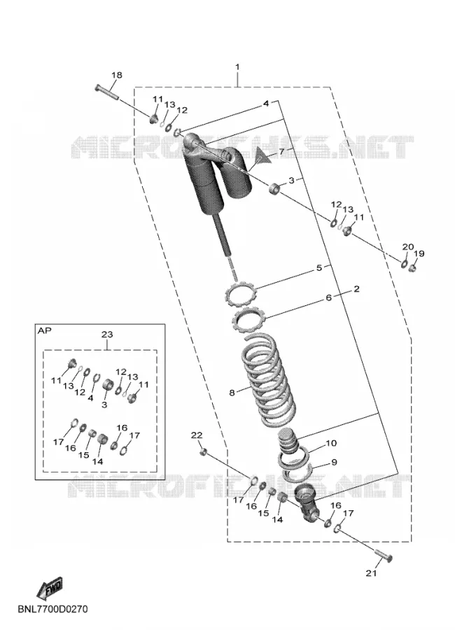REAR SHOCK ABSORBER Yamaha MOTO 250 2025 WRF  WR250F