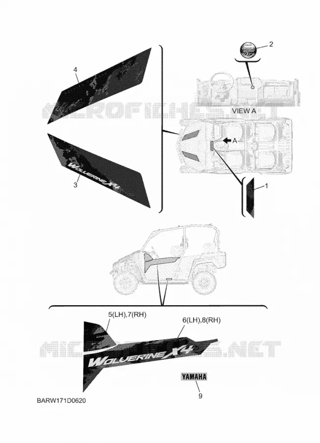 STICKER Yamaha SIDE BY SIDE 850 2025 WOLVERINE  YXF850ES / YX85FSS
