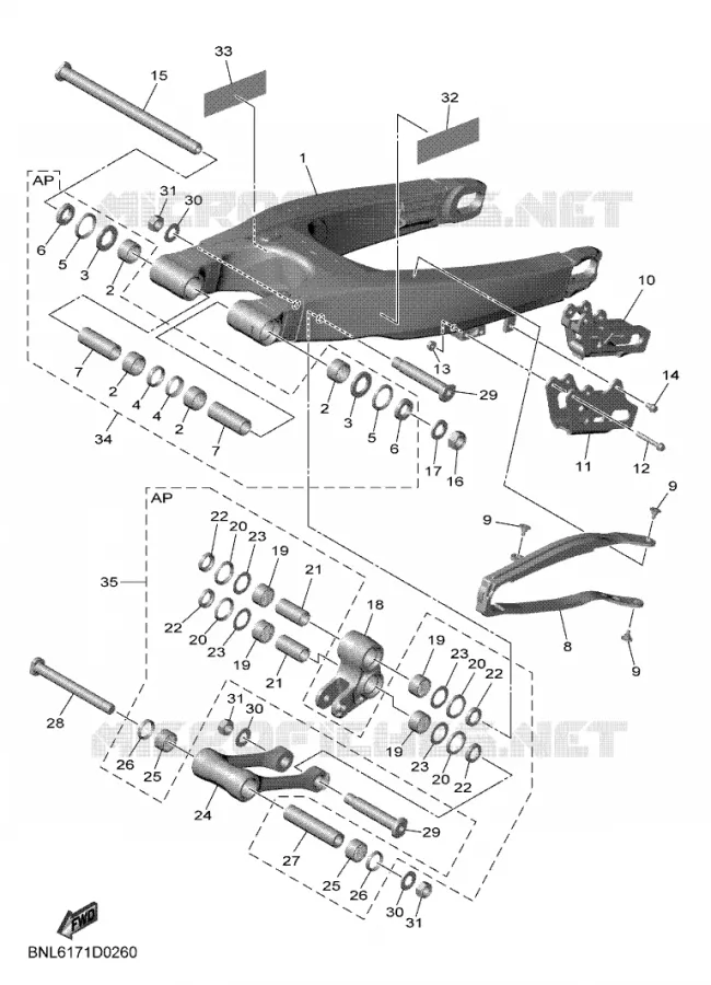 SWINGARM Yamaha MOTO 450 2025 YZF  YZ450FX