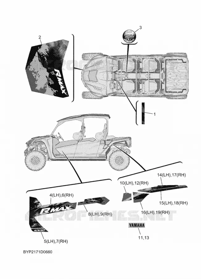 STICKER Yamaha SIDE BY SIDE 1000 2025 WOLVERINE  YXF1000ELS