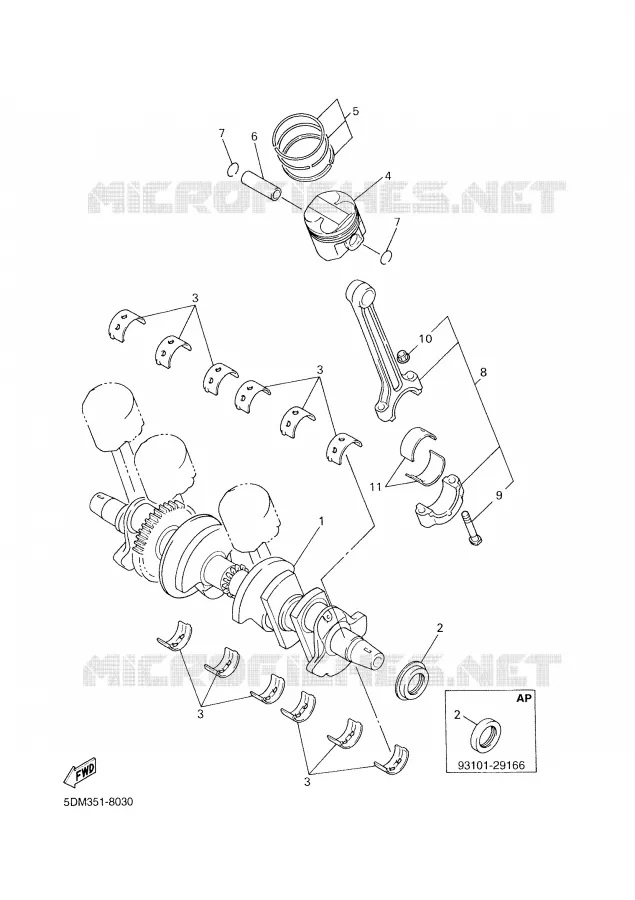 CRANKSHAFT / PISTON Yamaha MOTO 600 2000 FAZER  FZS600