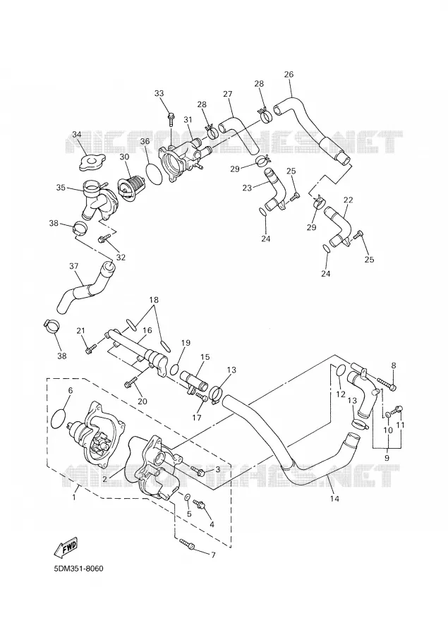 WATERPUMP / HOSES Yamaha MOTO 600 2002 FAZER  FZS600