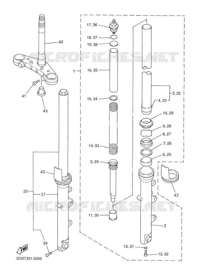 FRONT FORK Yamaha MOTO 600 2001 FAZER  FZS600N
