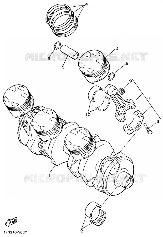 CRANKSHAFT / PISTON Yamaha MOTO 750 1988 FZX  FZX750