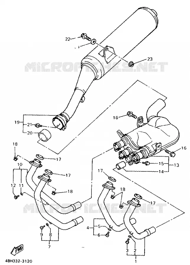 EXHAUST Yamaha MOTO 1000 1993 GTS  GTS1000