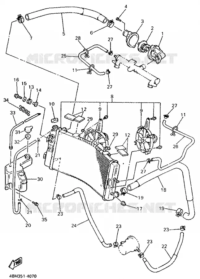 RADIATOR / HOSES Yamaha MOTO 1000 1998 GTS  GTS1000