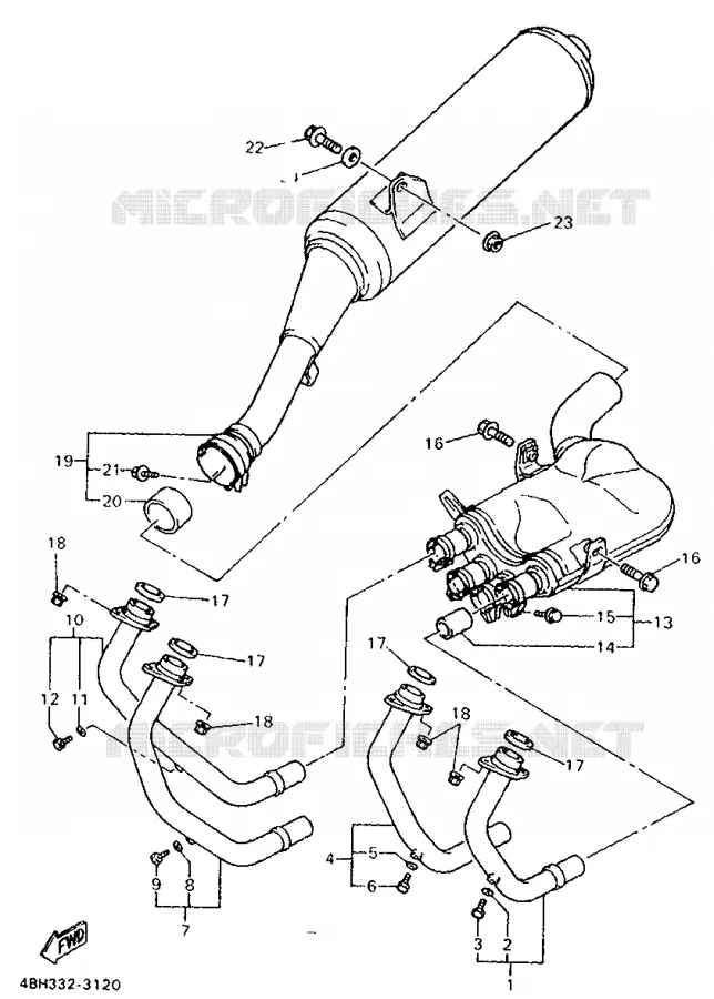 EXHAUST Yamaha MOTO 1000 1998 GTS  GTS1000