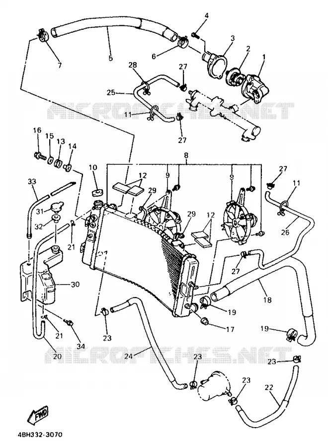 RADIATOR / HOSES Yamaha MOTO 1000 1993 GTS ABS  GTS1000A