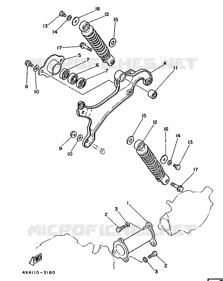 SWINGARM / SHOCK ABSORBER Yamaha MOTO 50 1988 PW  PW50