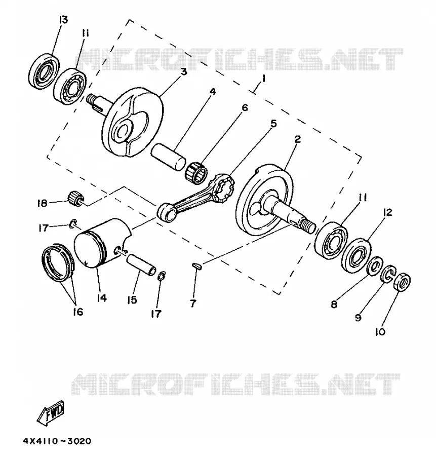 CRANKSHAFT / PISTON Yamaha MOTO 50 1988 PW  PW50