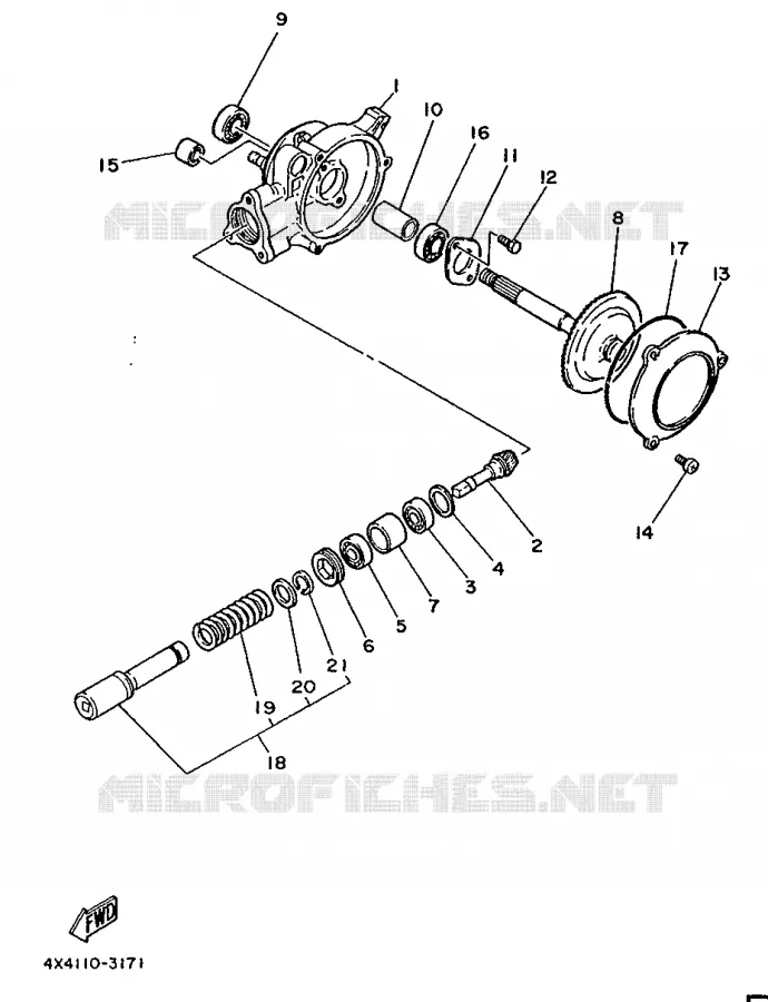 FINAL DRIVE SHAFT / GEAR COUPLING Yamaha MOTO 50 1988 PW  PW50