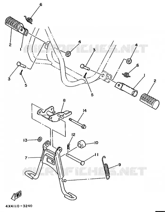 STAND / FOOTREST Yamaha MOTO 50 1988 PW  PW50