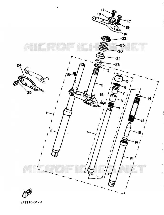 FRONT FORK Yamaha MOTO 50 1990 PW  PW50