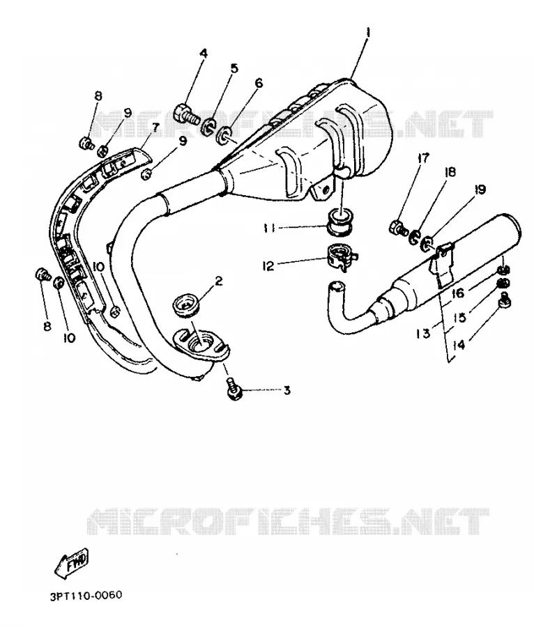 EXHAUST Yamaha MOTO 50 1993 PW  PW50