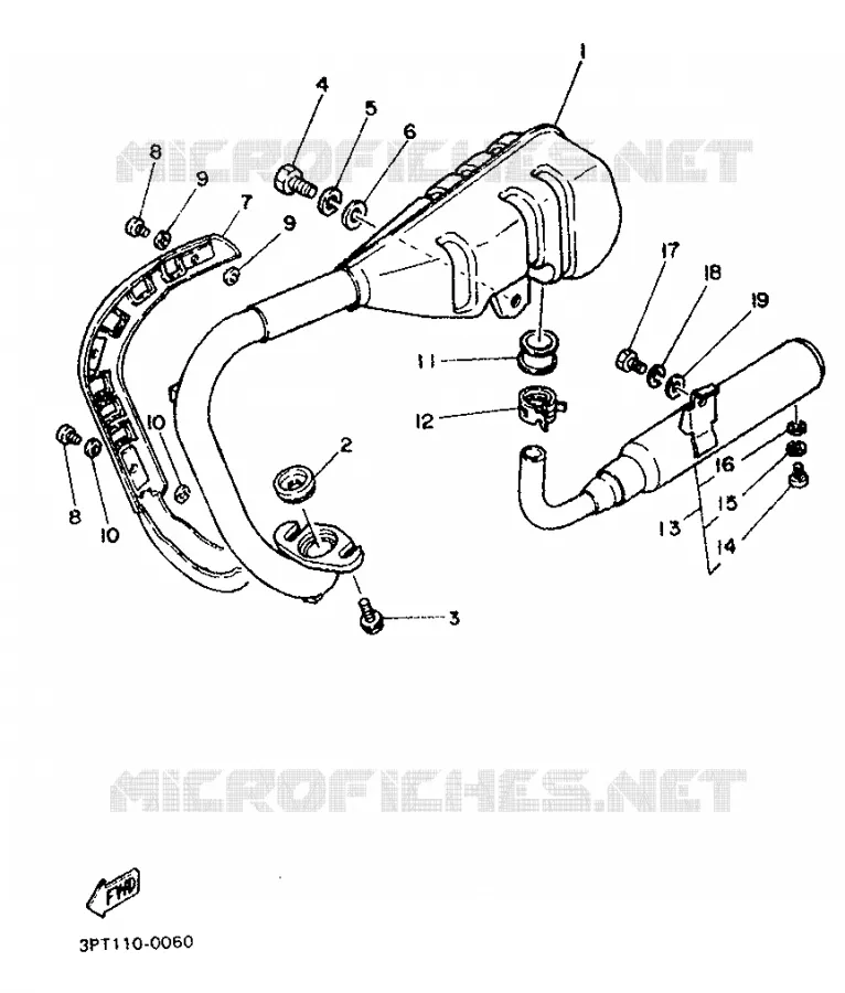 EXHAUST Yamaha MOTO 50 1993 PW  PW50