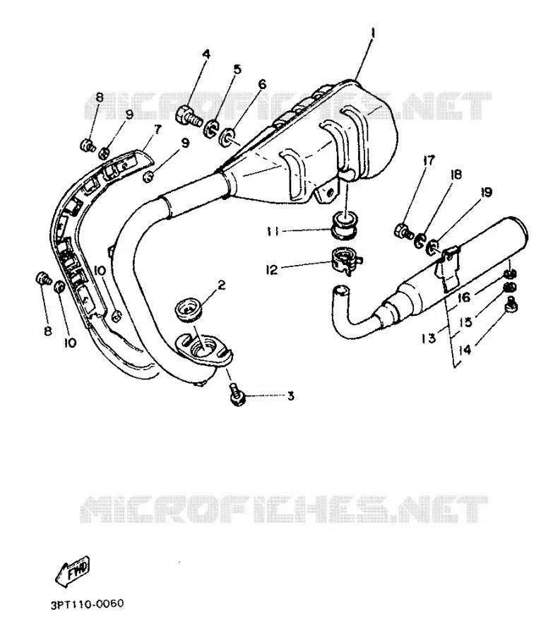 EXHAUST Yamaha MOTO 50 1993 PW  PW50