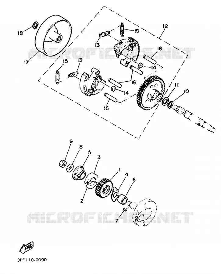 STARTER CLUTCH Yamaha MOTO 50 1997 PW  PW50