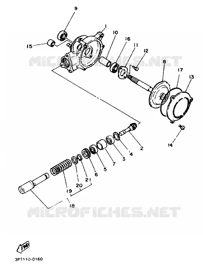 FINAL DRIVE SHAFT / GEAR COUPLING Yamaha MOTO 50 1998 PW  PW50