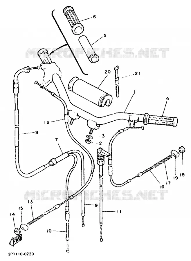HANDLEBAR & CABLES Yamaha MOTO 50 1998 PW  PW50