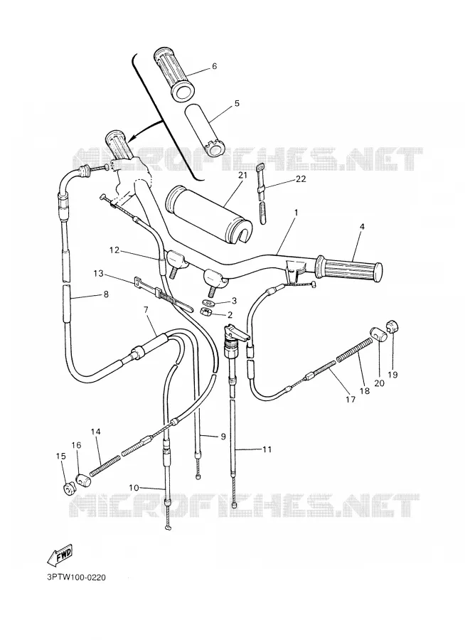 HANDLEBAR & CABLES Yamaha MOTO 50 2001 PW  PW50