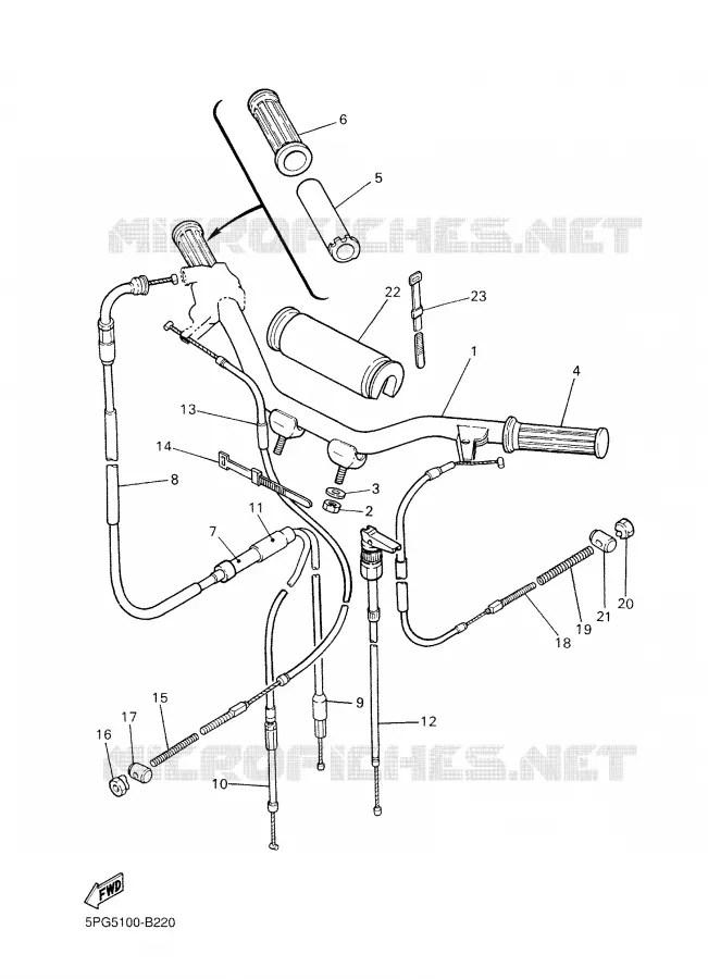 HANDLEBAR & CABLES Yamaha MOTO 50 2006 PW  PW50