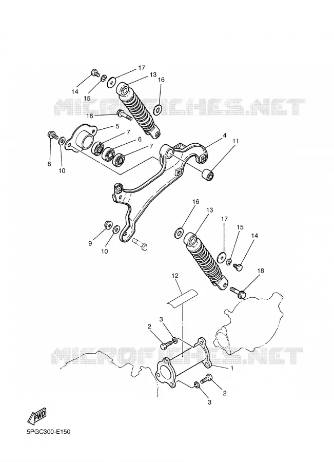 SWINGARM / SHOCK ABSORBER Yamaha MOTO 50 2007 PW  PW50