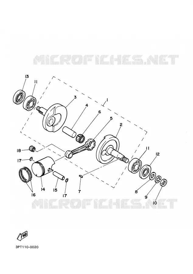 CRANKSHAFT / PISTON Yamaha MOTO 50 2007 PW  PW50