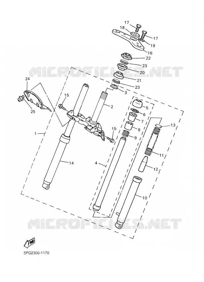 FRONT FORK Yamaha MOTO 50 2007 PW  PW50